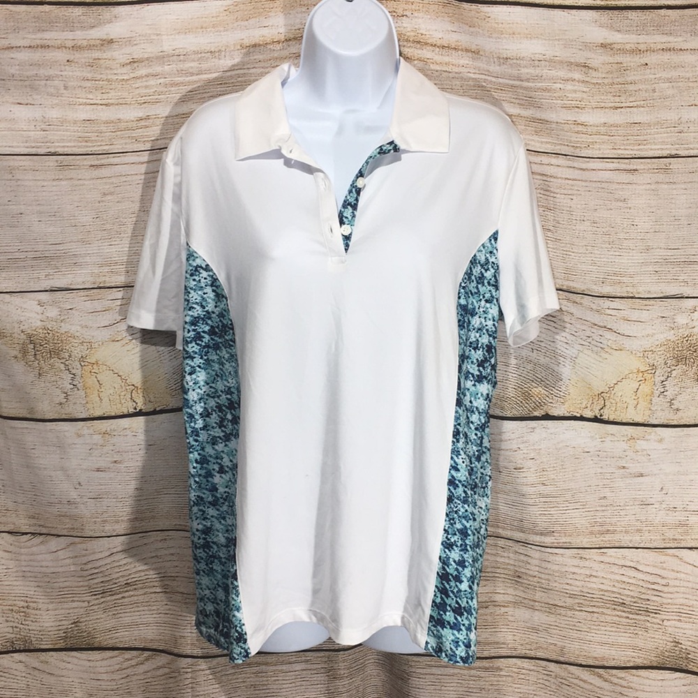 Coral Bay Golf shirt White with turquoise PL 632